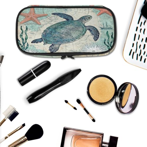 Image of Pardick Pencil Case for Girls Boys, Sea Turtle Big Capacity Pencil Pouch with Zipper Compartments Pen Holder Portable Stationery Storage Bag Back to School Gifts Ideas