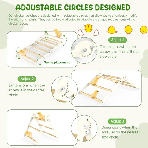 Image of Bamboo Adjustable Chicken Perches, with Adjustable 7 Circles Holder, Strong Roost Bar for Coop&Brooder, Training Perch for Chicks, El Pollitos, La Pollita, Easy to Install & Clean, Fun Toys for Chicks