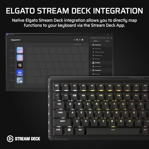 CORSAIR VANGUARD 96 Wired Mechanical RGB Gaming Keyboard – QWERTY US, 96% Layout, MLX Quantum Linear Switches, 8000Hz Hyper-Polling, Virtual Stream Deck, SOCD Flashtap – Black — view 8