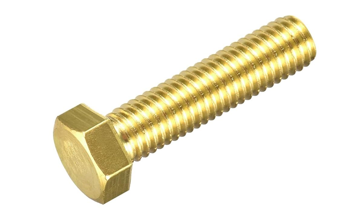 Brass Hex Bolts M6x25mm 10pcs Fully Thread Grade 4.8 Solid Brass Hexagon Head Bolt Machine Screws for Machinery - 10 pieces-image-47