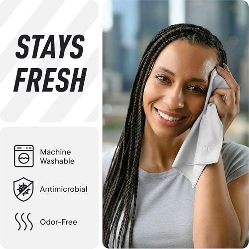 Image of DRYKI Pocket-Sized Sweat Towels - The Original Sweat Absorbing Handkerchiefs - Quick-Dry Microfiber Sweat Rags for Face, Hands, & Body - Men & Women - Gym, Sports, and Work (White: 5 Pack)