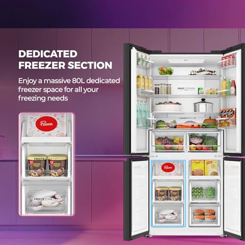 Image of Haier 520 L 3 Star Lumiere Frost Free Triple Inverter French Door Side by Side Refrigerator (HRB-600RW, Rosette White, Magic Convertible Zone, Vogue Colourful Steel, Deo Fresh Technology, 2026 Model)