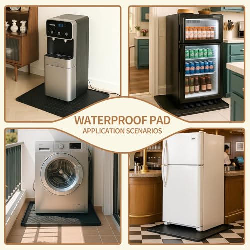 HOSASSPER Water Cooler Mat, Water Dispenser Mat, 22\"x19\" Non-Slip Silicone Waterproof Floor Protector for Under Water Cooler or Fountain, for Kitchen, Office, Bedroom, Bar (Black)
