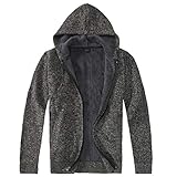 Gioberti Men's Full Zip Knitted Regular Fit Hoodie with Sherpa Lining, Melange Charcoal, Large