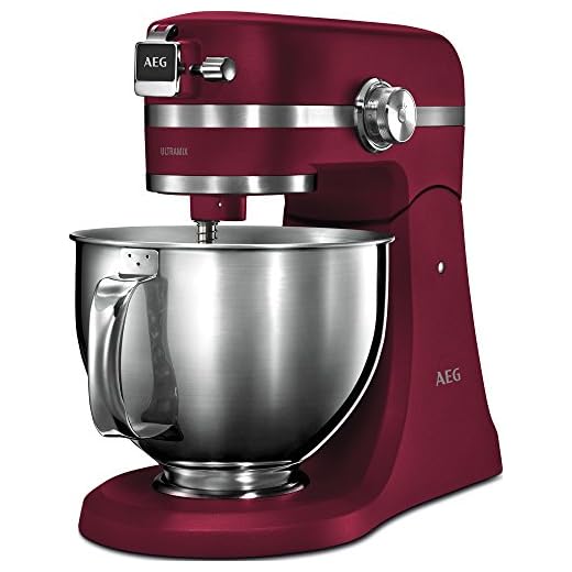 AEG KM5520 Robot de Cocina con Bol Batidora, Amasadora, Apta para Lavavajillas, Dos Boles , 10 Velocidades, Iluminación LED, Múltiples Varillas,1200 W,de 2.9L y 4.8L,Rojo