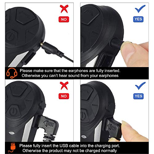 2 x BT-S3 Motorcycle Intercom Bluetooth Helmet Headset Communication Systems Kit, QSPORTPEAK Support 2-3 People Connection 1000M Waterproof Motorbike Interphone Suit for Riding/Skiing - 2 Pack