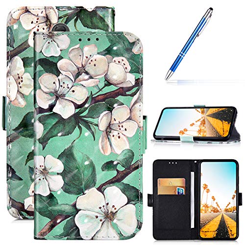 Robinsoni Case Compatible with Huawei Mate 20 Lite / Maiman 7 Cover PU Leather Case Folio Flip Wallet Cover with Kickstand Hand Strap Card Slots Magnetic Closure Notebook Cover Wallet Case,Lily