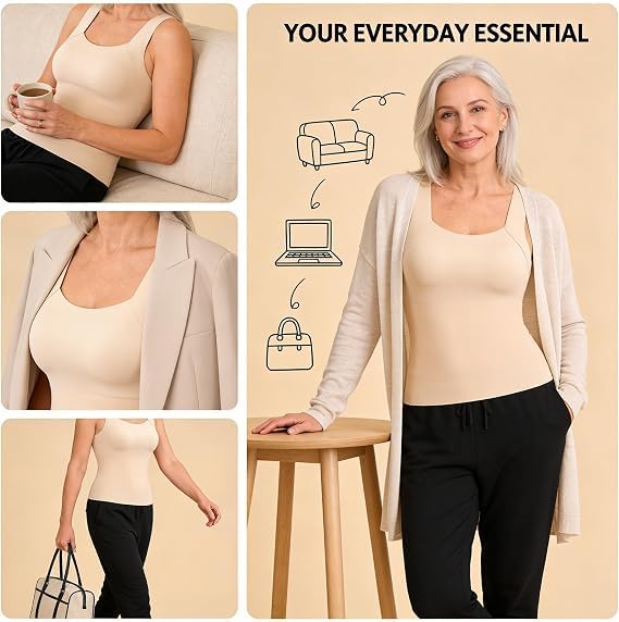 Tank Tops with Built in Bras for Older Women Plus Size Wide Strap Camisole - image 6
