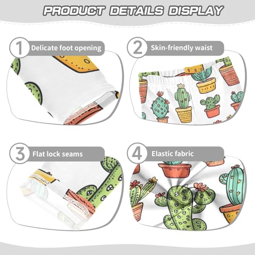 Cacti Succulents Doodle Hand Draw Girls Leggings Kids Yoga Pants Dance Active Tights 4T3