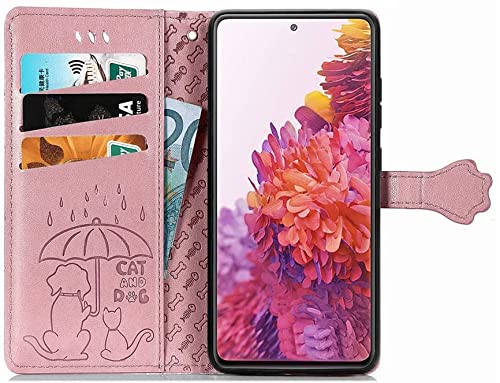 YIETI Capa carteira para Samsung Galaxy A7 2018, couro sintético premium em relevo para gatos e cães