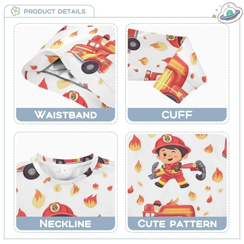 JUNZAN Firefighter and Fire Truck White Kids Girls Pullover Hoodie Long Sleeve Sweatshirts for Boys Camping 4T3