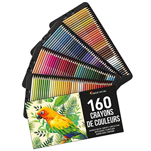 Zenacolor - Set de 160 Crayons de Couleur - Pour le Coloriage, Dessin, Croquis - Crayon pour Adulte, Enfant, Professionnel