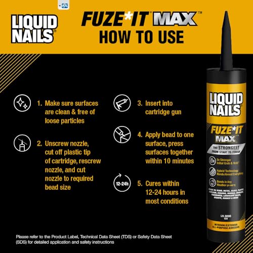 Image of Liquid Nails Fuze It Max 9 oz. Interior /Exterior All Surface Construction Adhesive