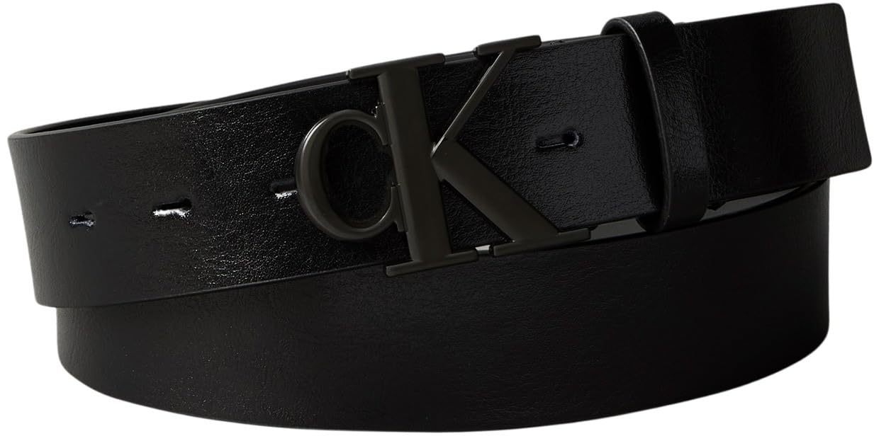 Calvin Klein Męskie paski MONOGRAM BUCKLE 35MM LV04D7016G, czarne (czarny/czarny matowy), 100, Czarny (czarny/czarny matowy), 100