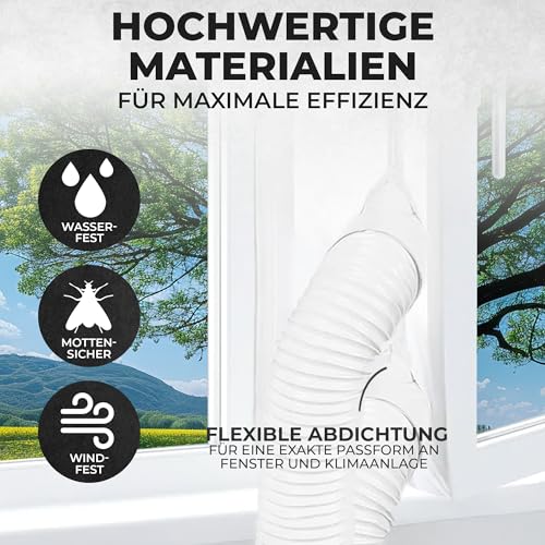 Fensterabdichtung für Klimaanlage - 400cm - Effektive Isolation für Fenster – Einfach zu Installieren, Energiesparend & Passgenau für Mobile Klimaanlagen,Reduziert Wärme und Kälte – Wiederverwendbar