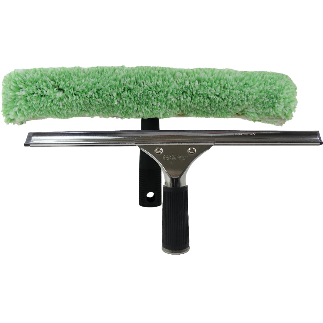 Gbpro Silver Professional Window Squeegee Stainless Wiper 35Cm / 14 Inches + T Bar & Glass Microfibre Wash Sleeve - Ultimate Window Cleaning Equipment