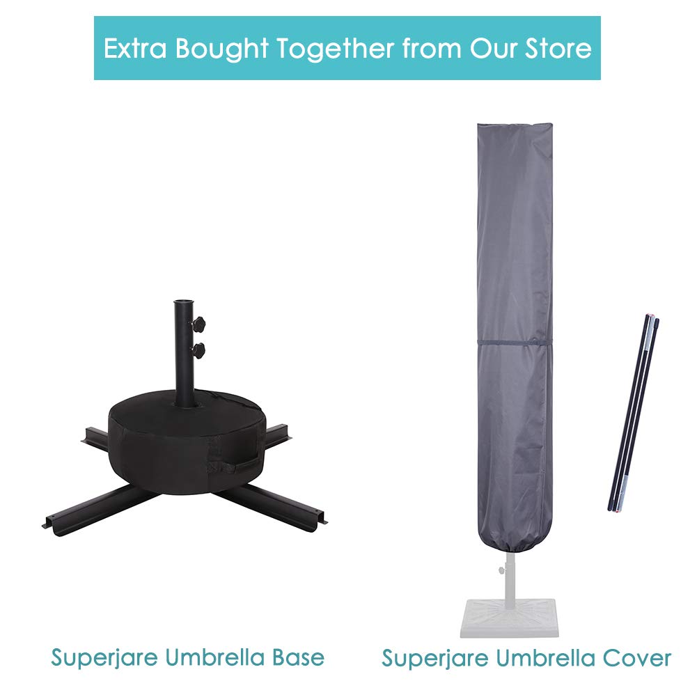 Amazon Com Superjare 14 Ft Outdoor Patio Umbrella With 1 89 Inches Pole Caliber Extra Large Double Sided Design With Crank Polyester Fabric Beige Garden Outdoor