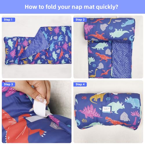 image for PLYFOU Toddler Nap Mat with Pillow and Blanket, Extra Large Rolled Nap