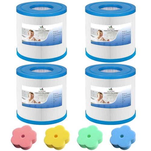 LVJUSEN Type D Pool Filter Cartridge Replacement for Summer Waves RX600 Pump Replaces Intx Size D Type VII with 4X Sponges-4 Pack