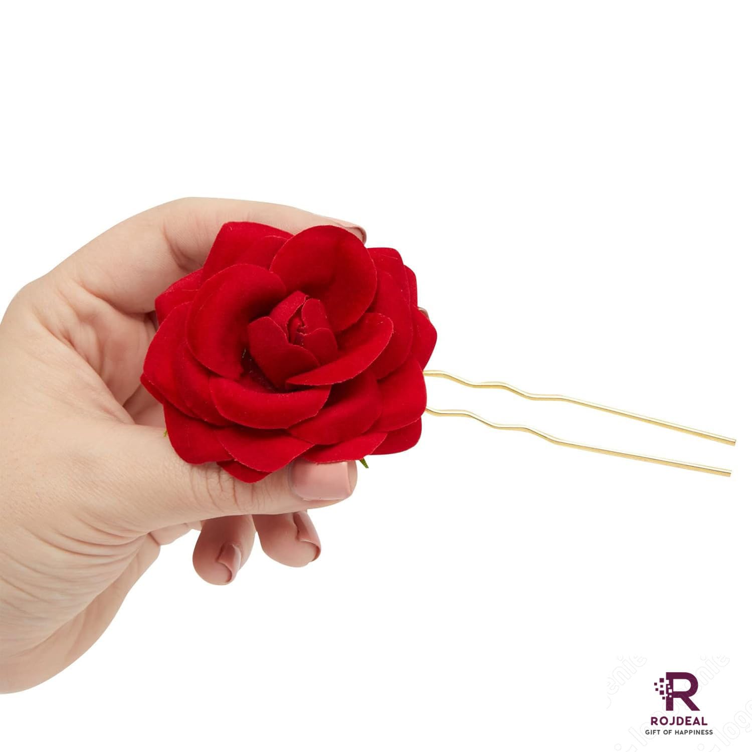 Amazon | 赤いバラのヘアクリップ 花嫁 ローズ フローラル ジュダ ピン