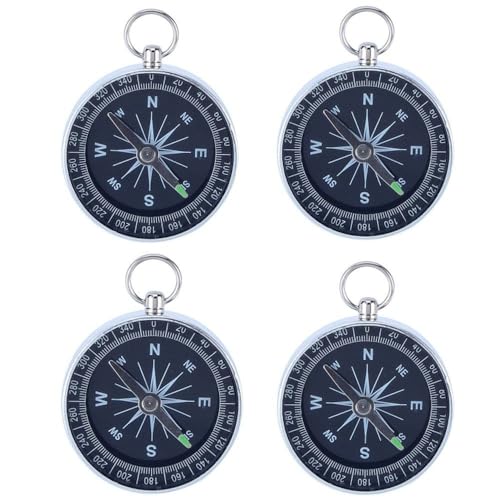 Brújula de bolsillo mini de aluminio con llavero, pack x4 miniatura 1