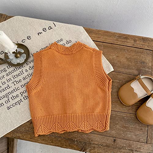 Baby Girls Sweater Vest Knitted Soft Vintage Floral Embroidery Cotton Cardigan V-Neck Sleveeless Baby Winter Jacket2