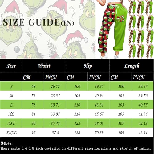 Hueahdou GREEN TRACK PANTS WOMEN 2024 Christmas Pajamas,Jogger Sweatpants Women Christmas Pajama Pants High Waisted Baggy Sweatpants Gym Jogger Holiday Christmas Pants thumb #3
