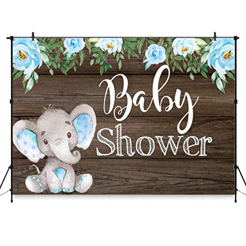 COMOPHOTO Elephant Baby Shower Backdrop Baby Boy Elephant Baby Shower Background 7x5ft Peanut Blue Watercolor Leaves Floral Elephant Baby Shower Photo Booth Background Party Banner Decoration