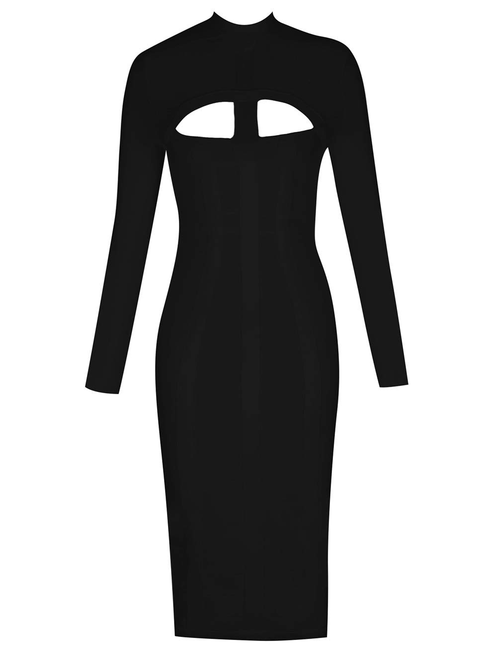 Whoinshop Abito da donna a maniche lunghe, con fascia per feste, abbigliamento da discoteca, midi