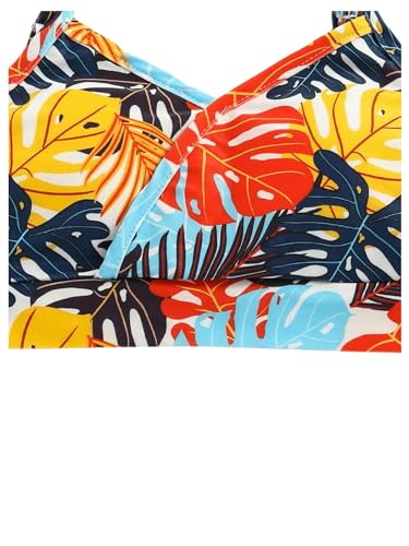 Image of WDIRARA Girl's 2 Piece Swimsuits Summer Tropical Print Boho Swimwear Set Backless Sport Swimsuit
