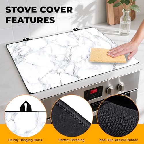Image of Stove Top Cover for Home Decoration Kitchen Pad Washable Cooktop Covers Countertop Stove Protector Mat for Home Kitchen Cooktops (white, 28 inchx20 inch)