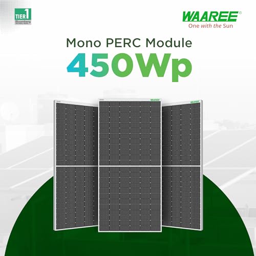 Image of WAAREE 450 Watt Mono PERC Solar Panel - High-Efficiency Half-Cut Technology | BIS & IEC Certified | Framed Module | 25 Years Output Warranty | 900 WATT | Pack of 2