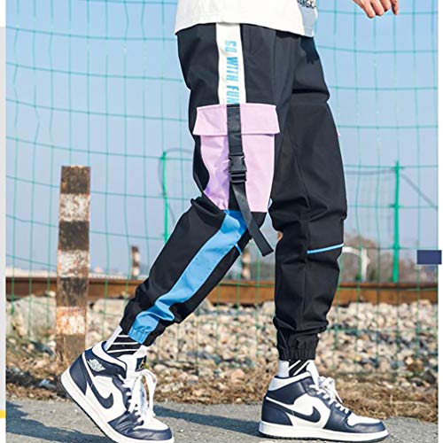 Mens Joggers Cargo Pants Outdoor Sports Fashion Casual Athletics Cool Pants for Men Hip Hop with Drawstring