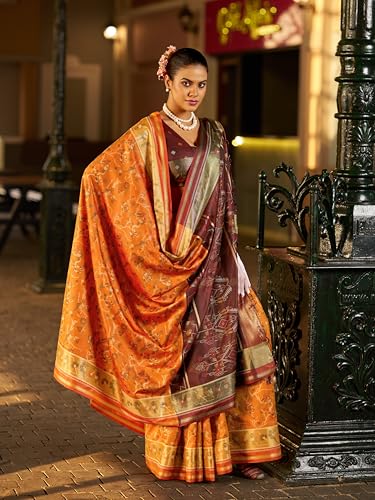 Image of SWORNOF Women's kanjivaram banarasi silk saree Zari Woven for festival Wedding silk with rich pallu Design sarees for women with Unstitched blouse piece