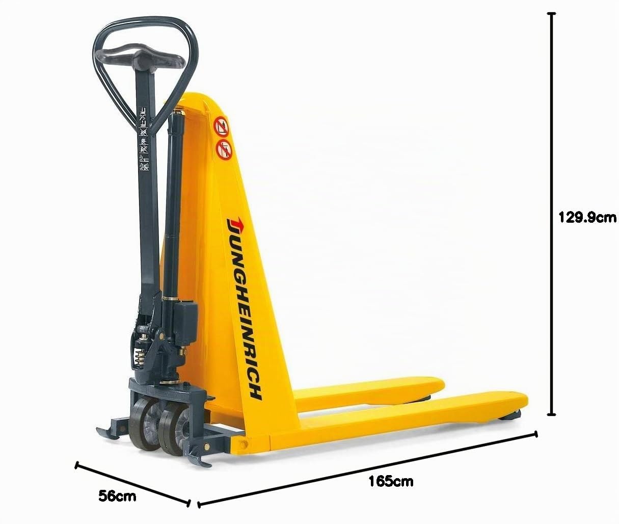 Jungheinrich Scherenhubwagen AMX mit Schnellhub bis 120 kg | 1.000 kg Tragkraft | 86-800 mm Hubbereich | 1.150 mm Gabellänge | Lenkrad/Gabelrolle aus robustem Polyurethan | Einfachrollen