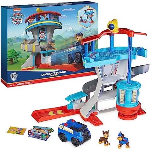 Paw Patrol Lookout Tower Playset with Toy Car Launcher, 2 Chase Action Figures, Chase’s Police Cruiser and Accessories, Kids Toys for Ages 3 and up Cover