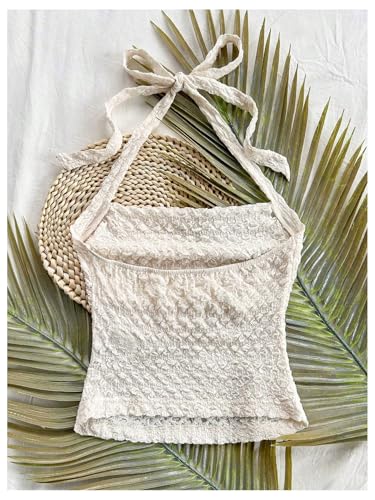 SOLY HUX Women's Halter Top Tie Back Textured Going Out Concert Beach Vacation Crop Tops Summer Sleeveless Camisole2