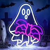 WLHOPE Ghost Bat Halloween Decor Neon Sign Dimmale Neon Lights For Wall Decor Led Lights For Halloween LED Signs Bar Man Cave Club Party Bedroom Game Room Decoration Gifts USB Powered 12.6x15.74in