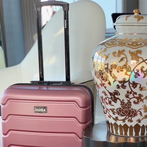 Image of InUSA TREND Luggage with Spinner Wheels | Durable lightweight Hardside Suitcase, Travel bag with Handle and Trolley, 24-Inch Medium Checked luggage | Rose Gold