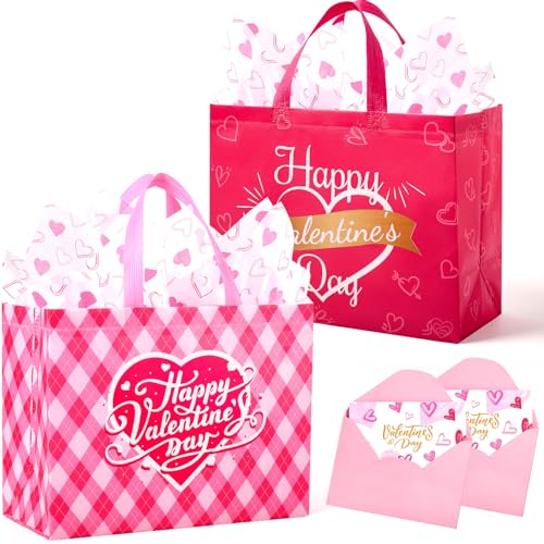 STYPOP 13" Valentine Gift Bags With Tissue Paper - 6