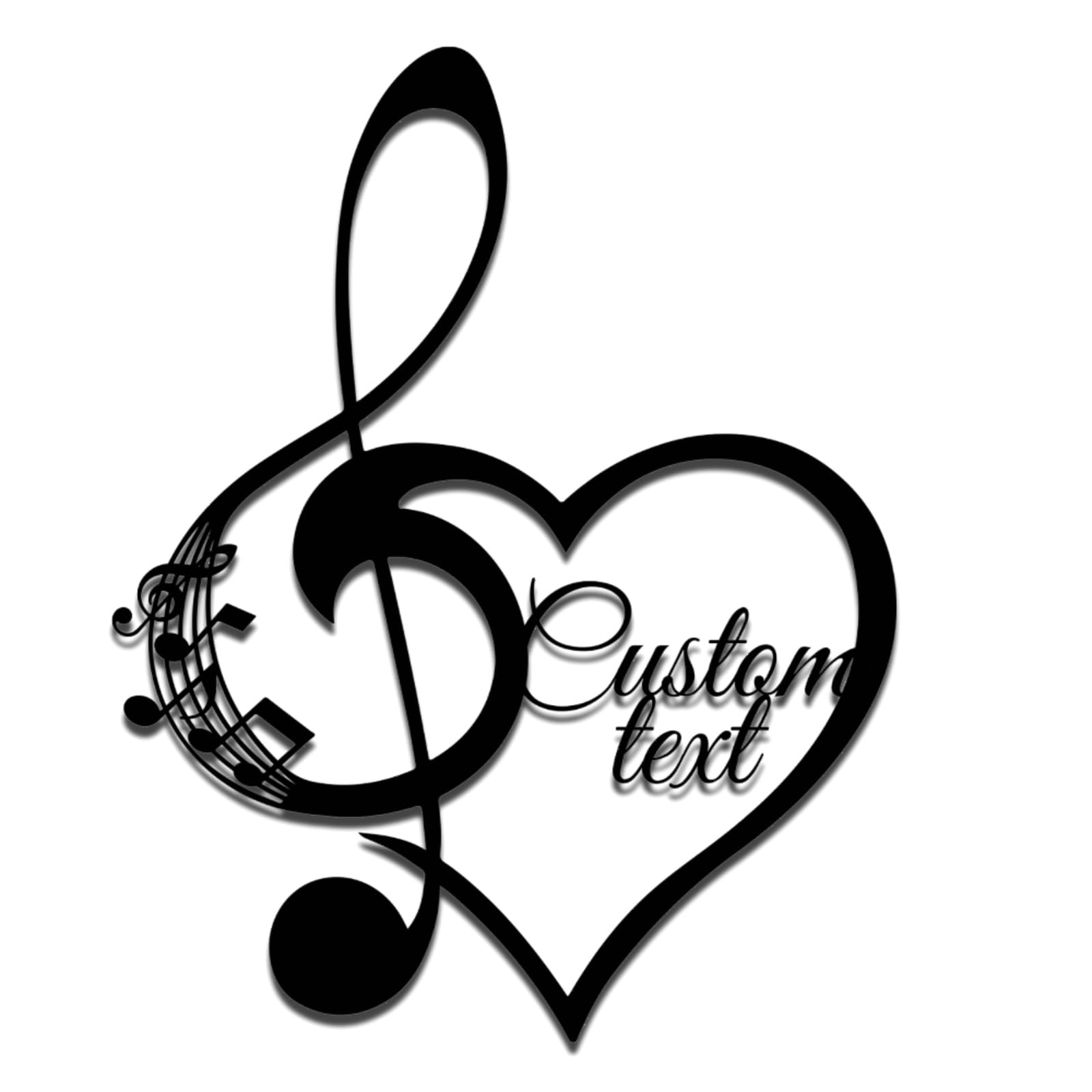 Personalized Heart Music Theme Note,Custom Wall Decoration,Music Audio Studio Metal Name Sign,Love Notes Metal Wall Art,Music Lovers Gift music notes 2