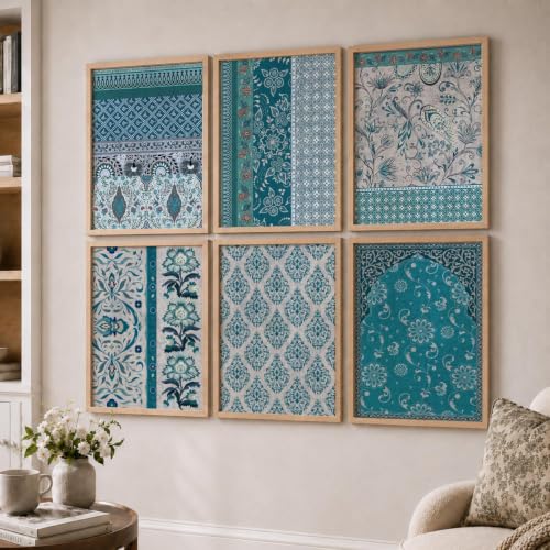 Image of kotart Pattern wall art Digital Painting for Decoration - Prints Bedroom Office, living room Decor, hanging frames (Pack of 6 Multicolor) (14X20 Inch, A)