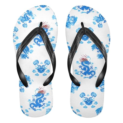 Burbuja Blue Dragons Flip Flops for Women Men, Soft Thong Sandals Rubber Slippers for Pool Beach Essentials