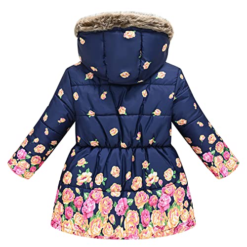 sfdgfhyf Girls' Winter Coat Insulated Long Parka Warm Hooded Puffer Jacket with Faux Fu𝐫 Collar Toddler Big2