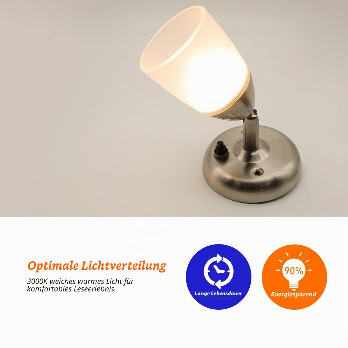 Dream lighting 12v LED Lampen Wohnmobil Leselampe Wandlampe Wohnwagen Boot Warmweiß Sandnickel LED Spot 2 Stück