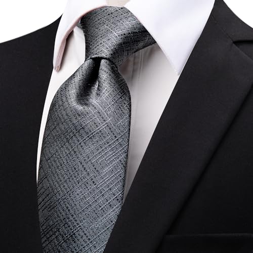 Image of YourTies Men's Neckties Striped Tie and Plaid Neckties for Men Woven Silk Tie Gold Tie Clip Set