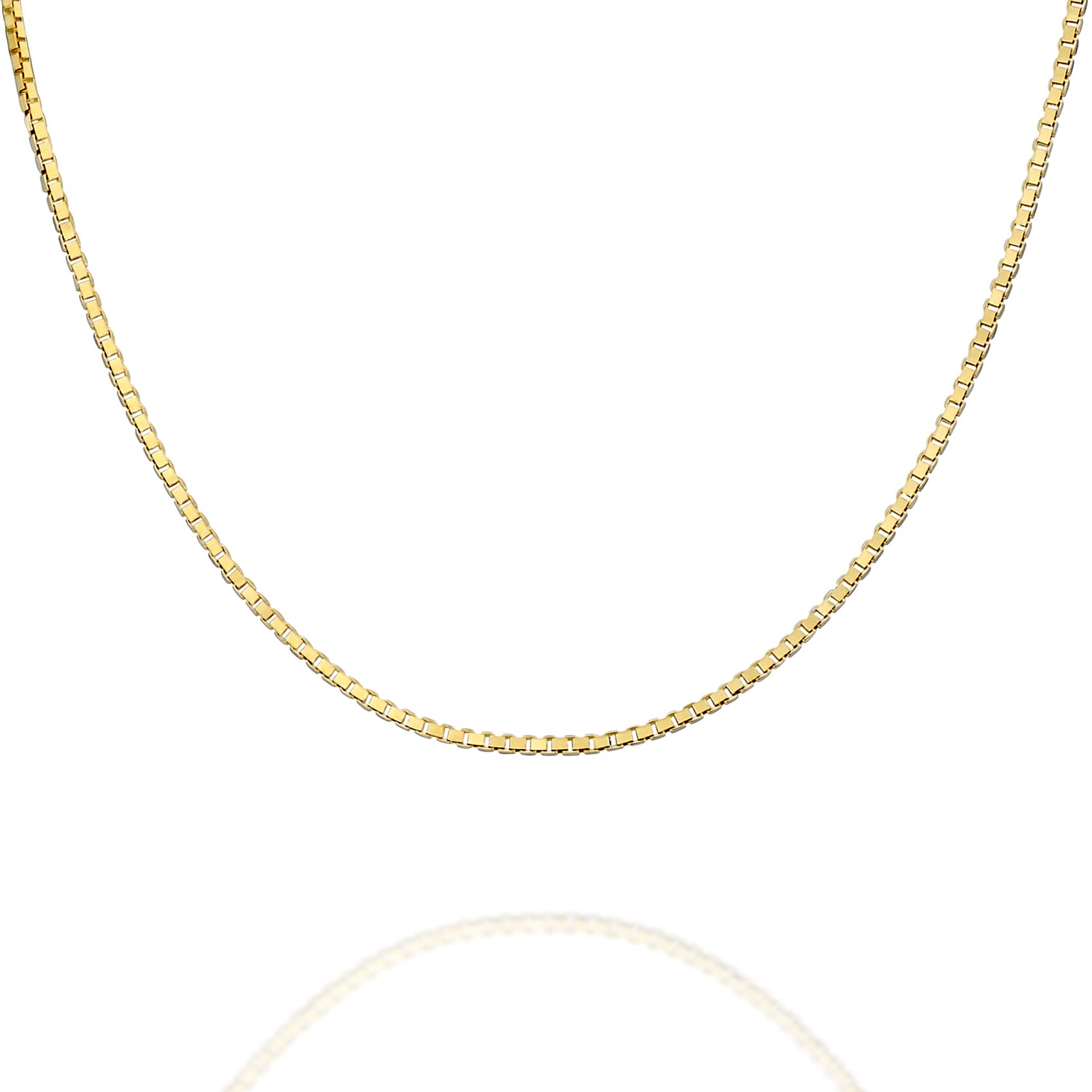 PAVOI Italian Solid 925 Sterling Silver, 22K Gold Plated Chain Necklaces | Snake, Square Box, Cable, Super Flex Curb, Miami Cuban and Rope Diamond-Cut Herringbone Necklace for Women and Men | MADE IN