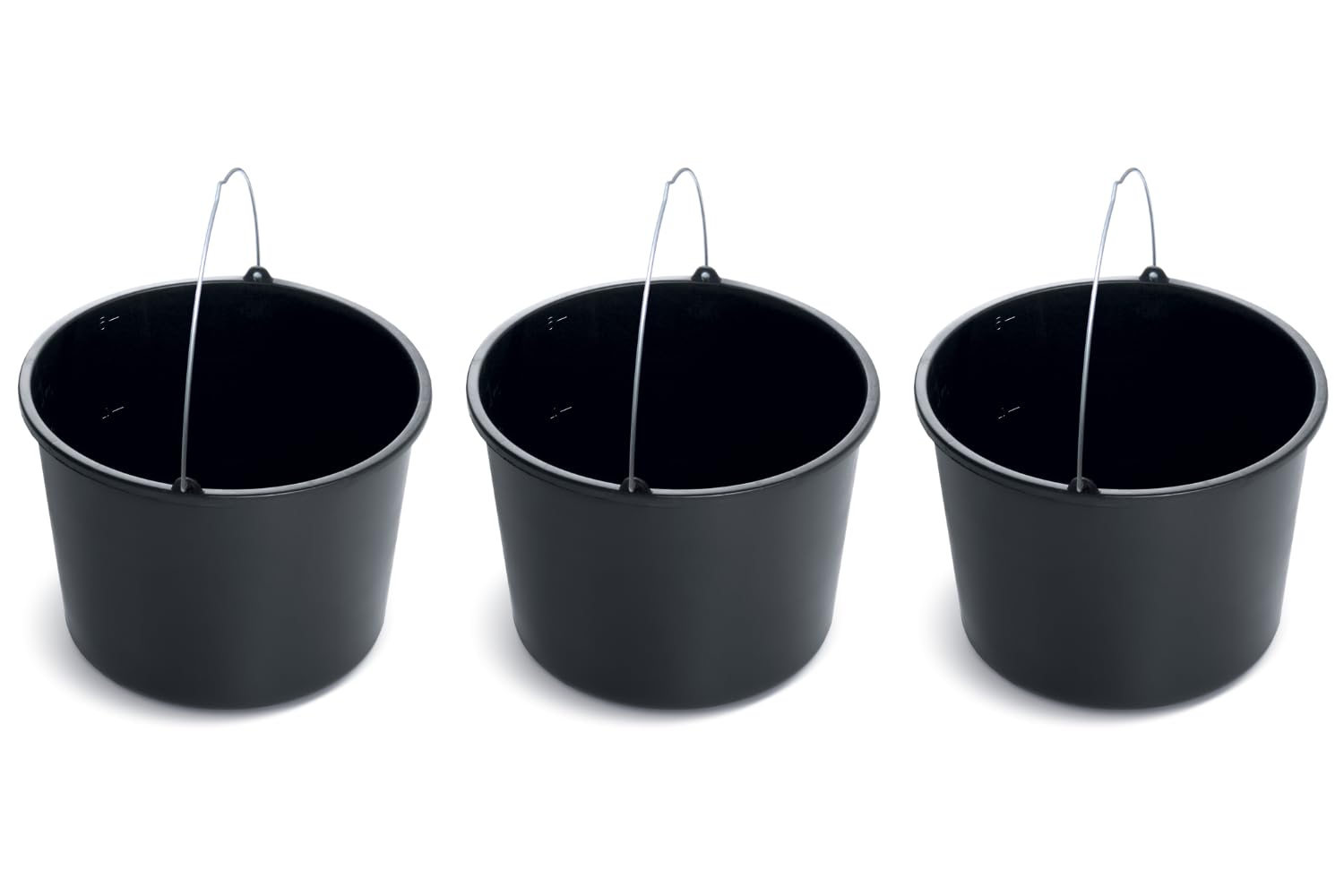 Black Plastic Bucket by Stolmet, Four Sizes (5L, 12L, 16L, 20L), Durable and Versatile solution for use at home, garden, construction sites, or workshops, Set of 1, 3, 5 or 10 (3, 5 Litres)
