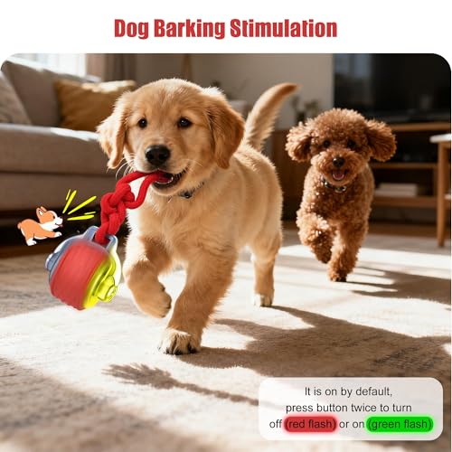 Image of Interactive Dog Toys, Smart Automatic Moving Dog Ball with Rope, Rechargeable Motion Activated Rolling Dog Toy for Small Large Dogs Aggressive chewers to Keep Them Busy