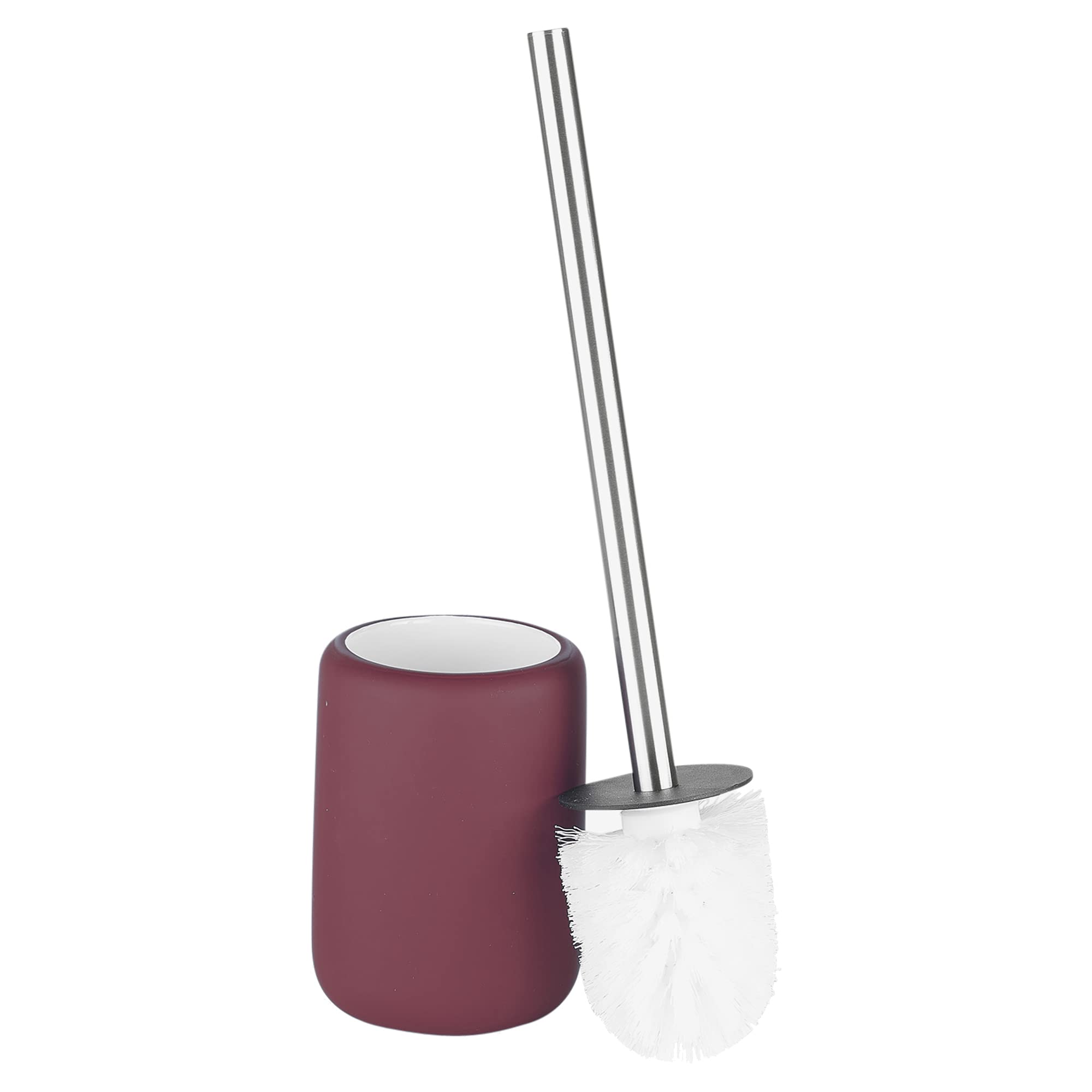 Urbnliving Purple 3Pcs Ceramic Matt Colour Matching Bathroom Dispenser Tumbler Toilet Brush Set (, Toilet Brush)